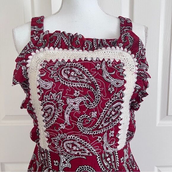 Sea New York Women's Theodora Paisley Print Apron Dress - Red Size 6 MSRP $618 - Picture 5 of 11